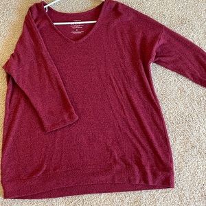 Maroon super soft, quarter sleeve length top size 2